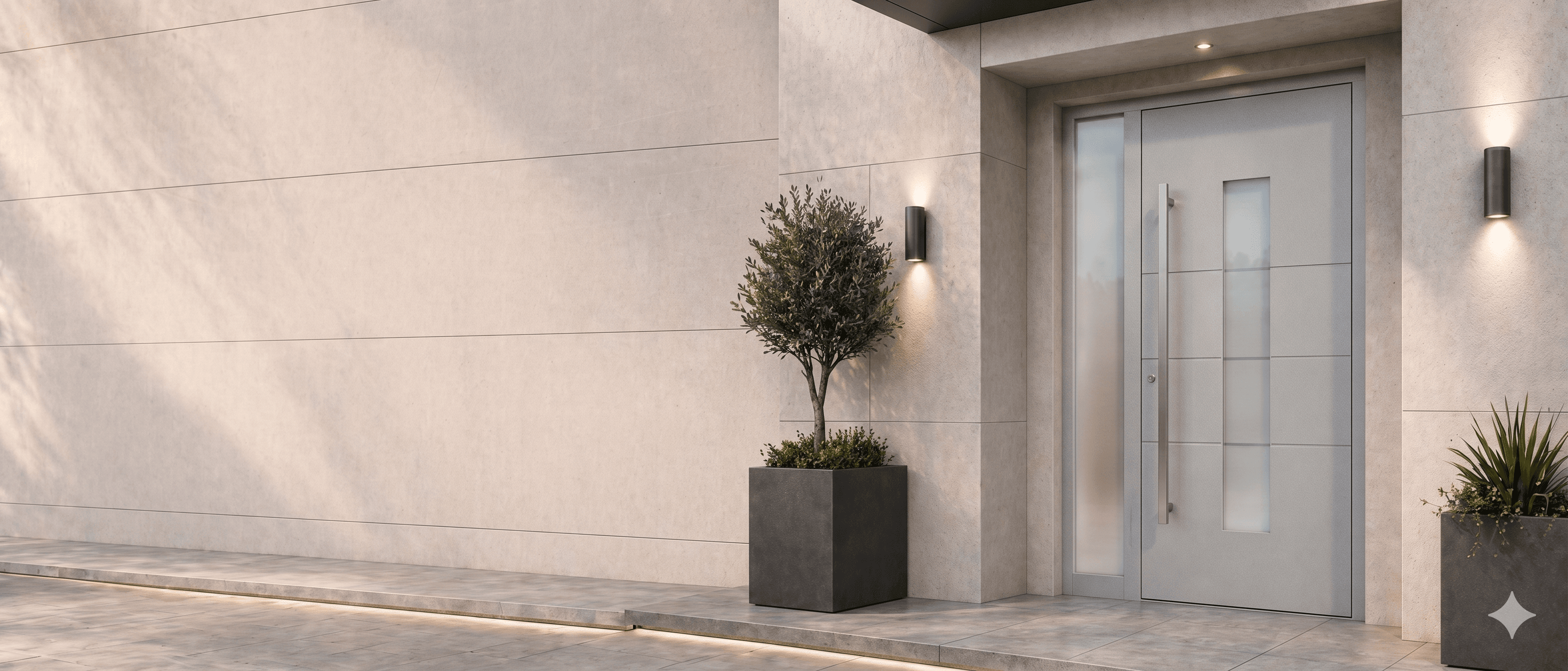 Modern aluminum entrance door on a contemporary house