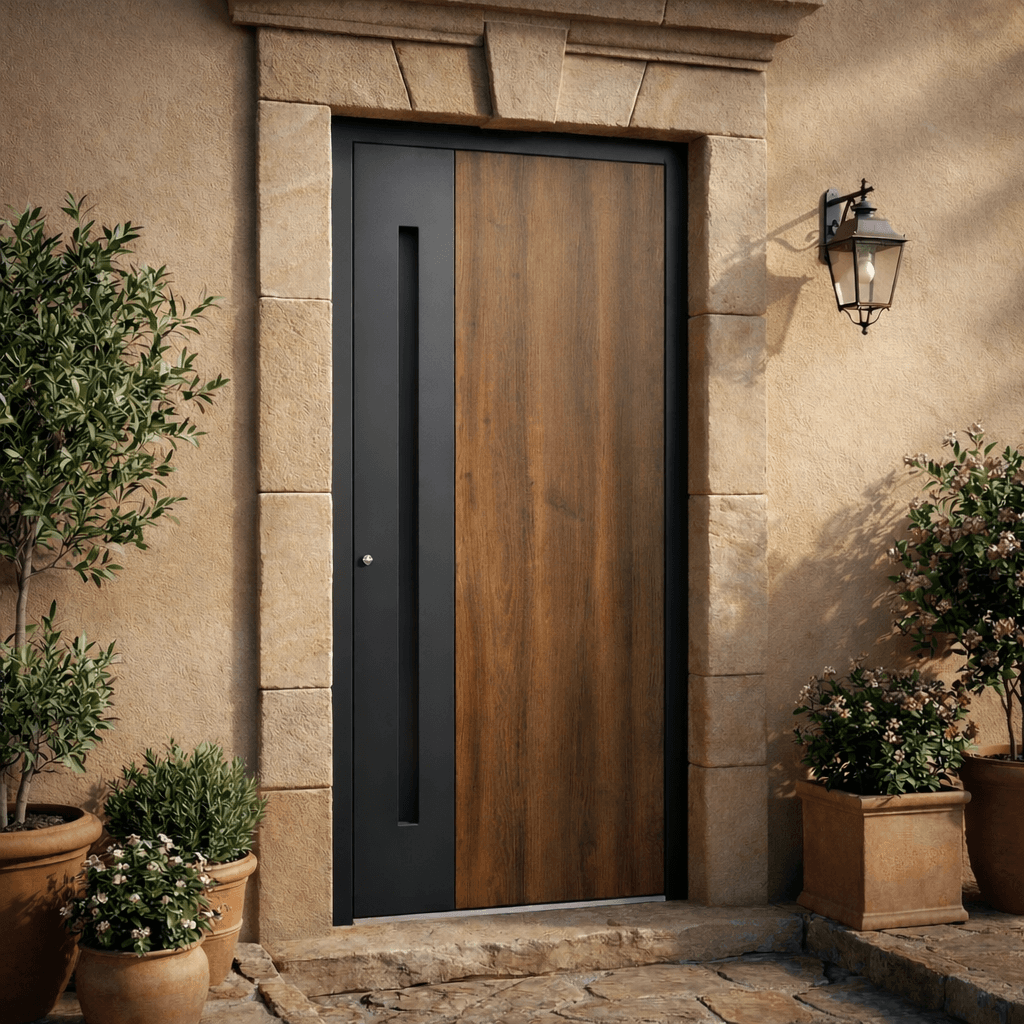 Linea L-108 — timber door with anthracite frame